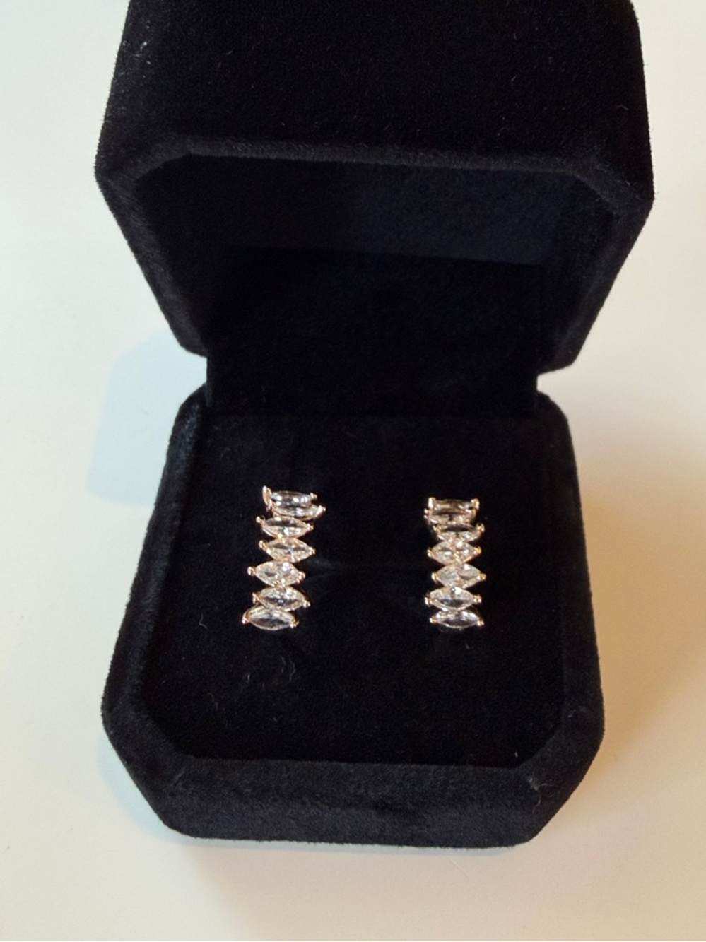 New Gold Marquise CZ Huggie Hoop Earrings - Women Jewelry